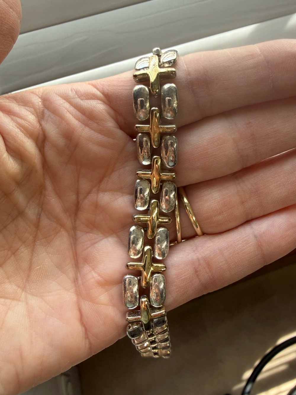 Two-Tone Gold and Silver Link Bracelet - Women's Jewelry